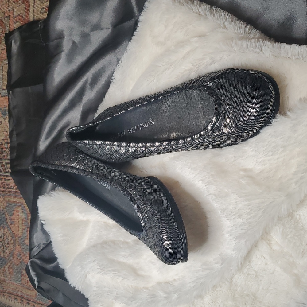 Stuart Weitzman Metallic Gray Ballet Flats 8.5 NARROW